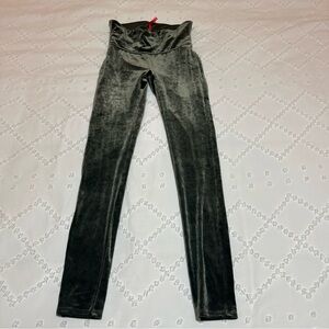 SPANX Olive Green Velvet Leggings Size M
